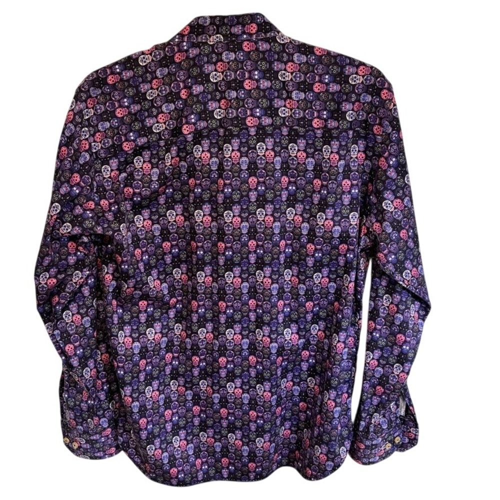 XXX Collection Men's Long Sleeve Shirt Sugar Skull Print Purple Size‎ M - Picture 3 of 5